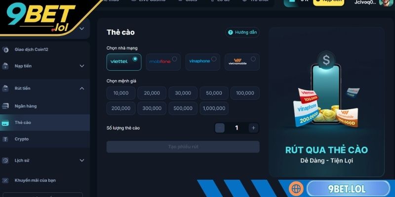 Rút Tiền 9BET - Hướng Dẫn Chi Tiết Và Điều Kiện Quan Trọng Tạo mật khẩu giao dịch